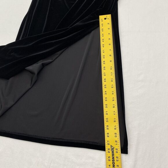 VTG Ronni Nicol by Ouida Velvet Maxi Skirt Womens Large Black Side Slits Witchy - Picture 9 of 10